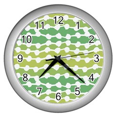 Polkadot Polka Circle Round Line Wave Chevron Waves Green White Wall Clocks (silver)  by Mariart