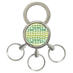 Polkadot Polka Circle Round Line Wave Chevron Waves Green White 3-ring Key Chains by Mariart