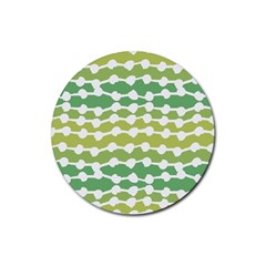 Polkadot Polka Circle Round Line Wave Chevron Waves Green White Rubber Round Coaster (4 Pack)  by Mariart