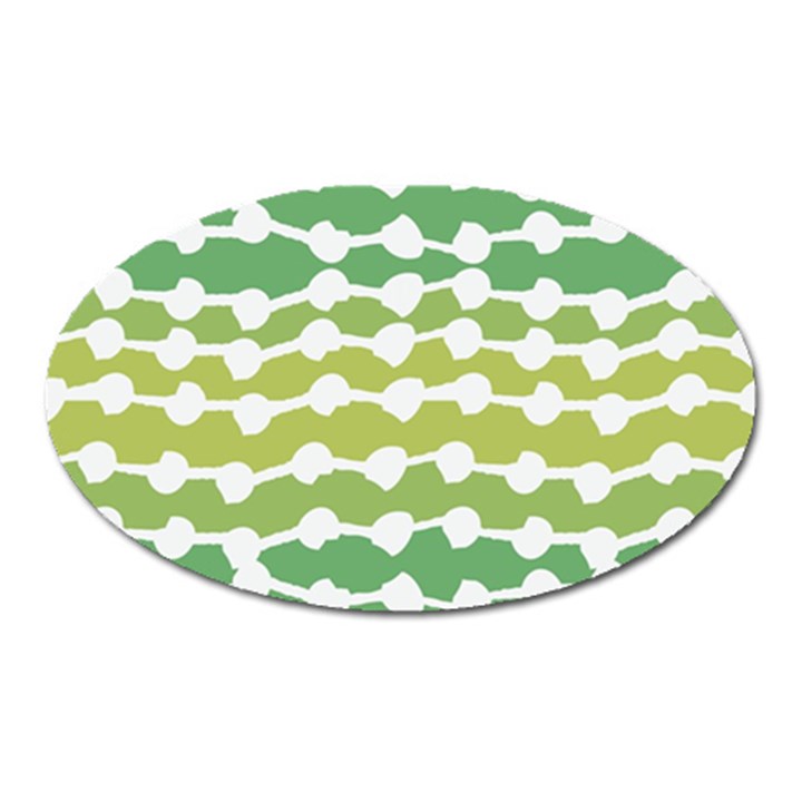 Polkadot Polka Circle Round Line Wave Chevron Waves Green White Oval Magnet