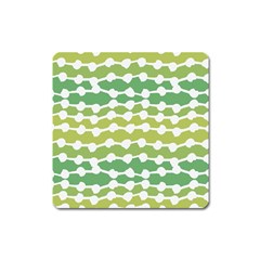 Polkadot Polka Circle Round Line Wave Chevron Waves Green White Square Magnet by Mariart