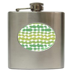 Polkadot Polka Circle Round Line Wave Chevron Waves Green White Hip Flask (6 Oz) by Mariart