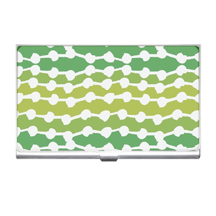 Polkadot Polka Circle Round Line Wave Chevron Waves Green White Business Card Holders