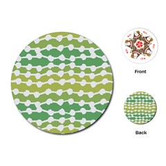 Polkadot Polka Circle Round Line Wave Chevron Waves Green White Playing Cards (round)  by Mariart