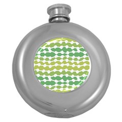 Polkadot Polka Circle Round Line Wave Chevron Waves Green White Round Hip Flask (5 Oz) by Mariart