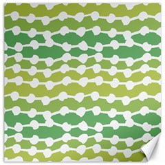 Polkadot Polka Circle Round Line Wave Chevron Waves Green White Canvas 12  X 12  