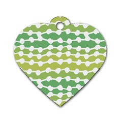 Polkadot Polka Circle Round Line Wave Chevron Waves Green White Dog Tag Heart (two Sides) by Mariart