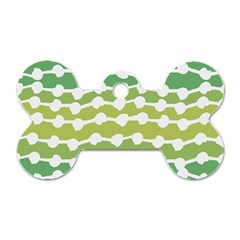 Polkadot Polka Circle Round Line Wave Chevron Waves Green White Dog Tag Bone (one Side) by Mariart