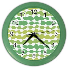 Polkadot Polka Circle Round Line Wave Chevron Waves Green White Color Wall Clocks by Mariart