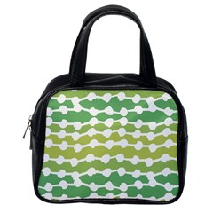 Polkadot Polka Circle Round Line Wave Chevron Waves Green White Classic Handbags (one Side)