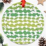 Polkadot Polka Circle Round Line Wave Chevron Waves Green White Ornament (Round Filigree) Front