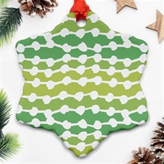 Polkadot Polka Circle Round Line Wave Chevron Waves Green White Ornament (snowflake) by Mariart