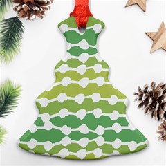 Polkadot Polka Circle Round Line Wave Chevron Waves Green White Christmas Tree Ornament (two Sides) by Mariart