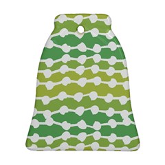 Polkadot Polka Circle Round Line Wave Chevron Waves Green White Bell Ornament (two Sides) by Mariart