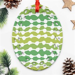 Polkadot Polka Circle Round Line Wave Chevron Waves Green White Ornament (oval Filigree) by Mariart