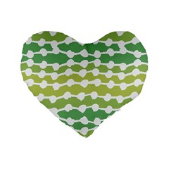 Polkadot Polka Circle Round Line Wave Chevron Waves Green White Standard 16  Premium Heart Shape Cushions by Mariart