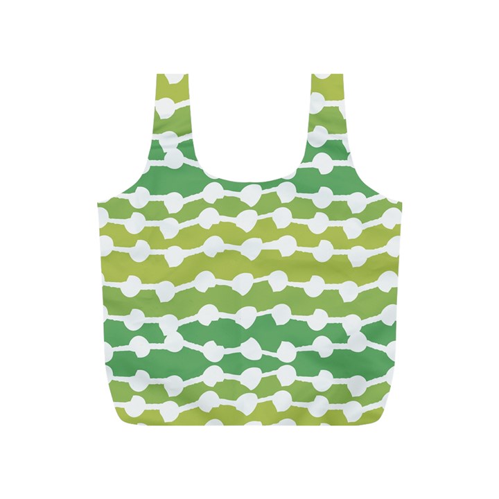 Polkadot Polka Circle Round Line Wave Chevron Waves Green White Full Print Recycle Bags (S) 