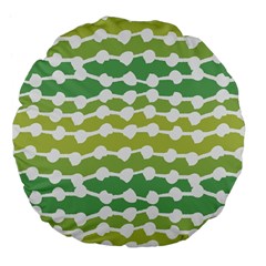 Polkadot Polka Circle Round Line Wave Chevron Waves Green White Large 18  Premium Flano Round Cushions by Mariart