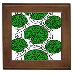 Leaf Green Framed Tiles by Mariart