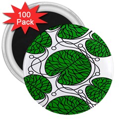 Leaf Green 3  Magnets (100 Pack) by Mariart