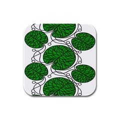 Leaf Green Rubber Square Coaster (4 Pack)  by Mariart