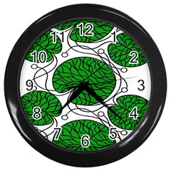 Leaf Green Wall Clocks (black) by Mariart