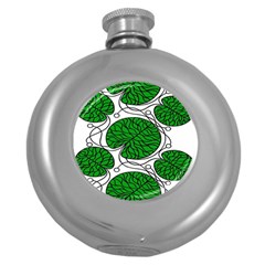 Leaf Green Round Hip Flask (5 Oz) by Mariart