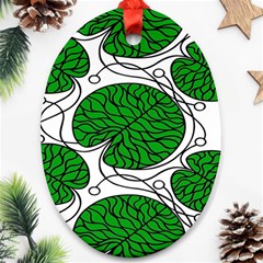 Leaf Green Oval Ornament (two Sides) by Mariart