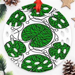 Leaf Green Ornament (round Filigree) by Mariart