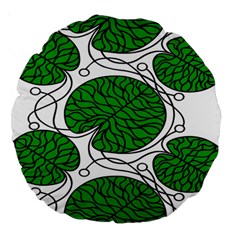 Leaf Green Large 18  Premium Round Cushions by Mariart