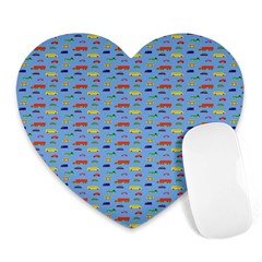 Miniature Car Buses Trucks School Buses Heart Mousepads by Mariart