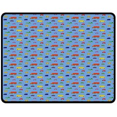 Miniature Car Buses Trucks School Buses Fleece Blanket (medium)  by Mariart