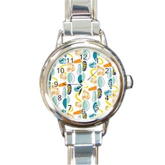 Pebbles Texture Mid Century Round Italian Charm Watch by Mariart