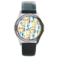 Pebbles Texture Mid Century Round Metal Watch by Mariart