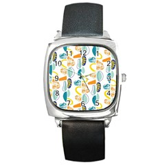 Pebbles Texture Mid Century Square Metal Watch by Mariart