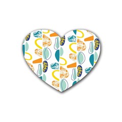 Pebbles Texture Mid Century Heart Coaster (4 Pack)  by Mariart