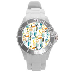 Pebbles Texture Mid Century Round Plastic Sport Watch (l) by Mariart