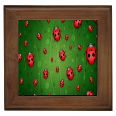 Ladybugs Red Leaf Green Polka Animals Insect Framed Tiles by Mariart