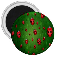 Ladybugs Red Leaf Green Polka Animals Insect 3  Magnets