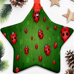 Ladybugs Red Leaf Green Polka Animals Insect Ornament (Star)