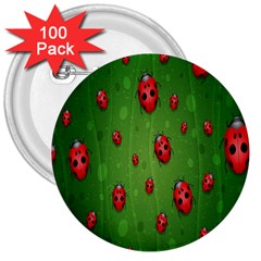 Ladybugs Red Leaf Green Polka Animals Insect 3  Buttons (100 Pack)  by Mariart