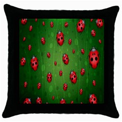 Ladybugs Red Leaf Green Polka Animals Insect Throw Pillow Case (Black)