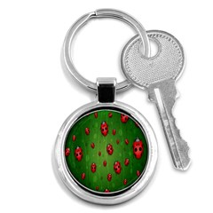 Ladybugs Red Leaf Green Polka Animals Insect Key Chains (Round) 