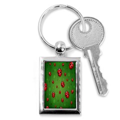 Ladybugs Red Leaf Green Polka Animals Insect Key Chains (rectangle)  by Mariart