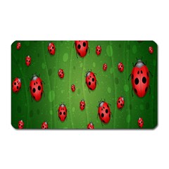 Ladybugs Red Leaf Green Polka Animals Insect Magnet (rectangular) by Mariart