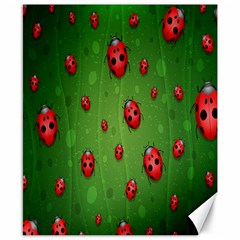 Ladybugs Red Leaf Green Polka Animals Insect Canvas 8  x 10 