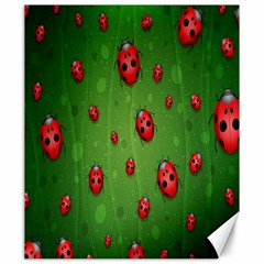 Ladybugs Red Leaf Green Polka Animals Insect Canvas 20  X 24   by Mariart