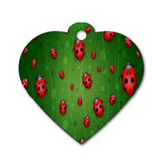 Ladybugs Red Leaf Green Polka Animals Insect Dog Tag Heart (One Side)