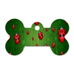 Ladybugs Red Leaf Green Polka Animals Insect Dog Tag Bone (One Side)