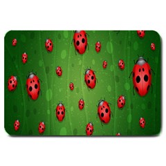 Ladybugs Red Leaf Green Polka Animals Insect Large Doormat  by Mariart